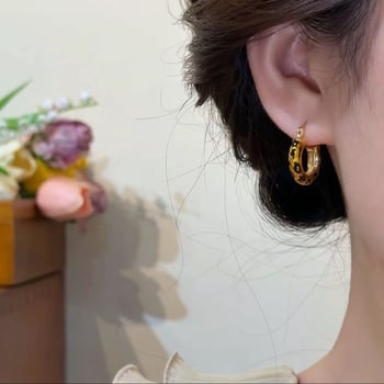 Ρετρό στρογγυλά σκουλαρίκια με λεοπάρ σχέδιο για γυναίκες, προσωποποιημένο στυλ, ελαφριά πολυτέλεια, μόδα και ευελιξία