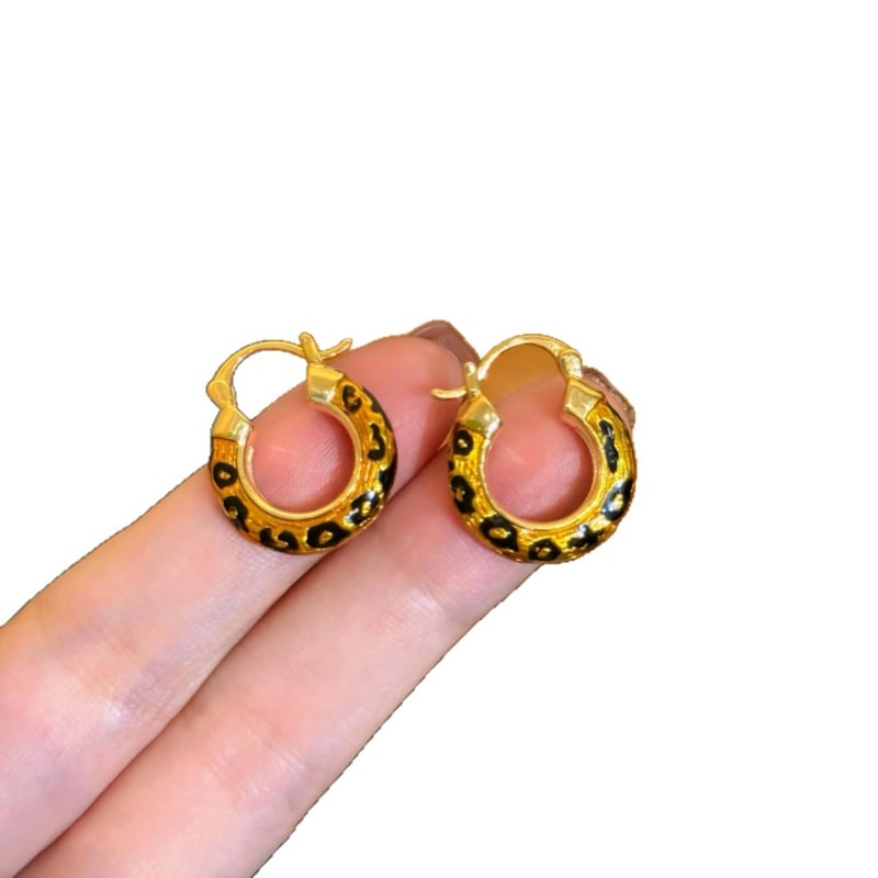 Ρετρό στρογγυλά σκουλαρίκια με λεοπάρ σχέδιο για γυναίκες, προσωποποιημένο στυλ, ελαφριά πολυτέλεια, μόδα και ευελιξία