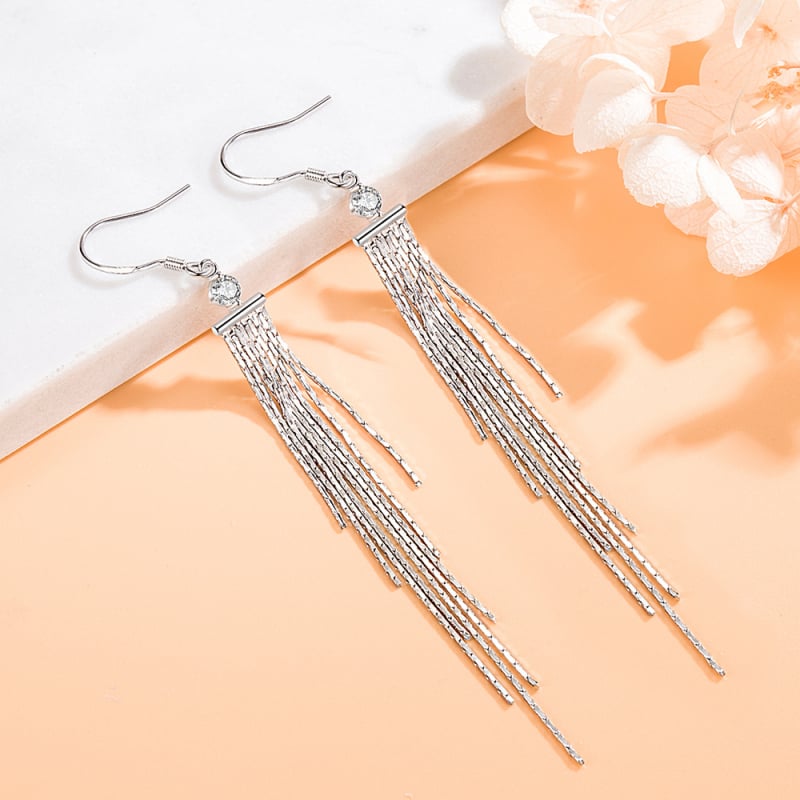 Βίντατζ σκουλαρίκια με φούντες για γυναίκες, χαλκός, μεσαίου μήκους κρεμαστό σχέδιο