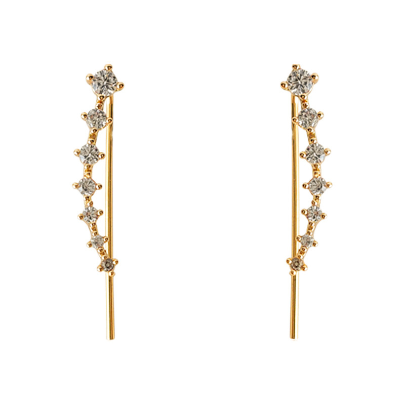 14K pozlaćene linearne naušnice s cirkonima – minimalističke i elegantne za žene