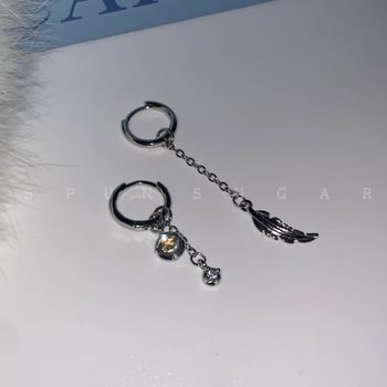 Ασύμμετρα κρεμαστά σκουλαρίκια φτερού με διπλές οπές στα αυτιά, πολύχρωμες υδάτινες σταγόνες, μακριά κομψά σκουλαρίκια για γυναίκες