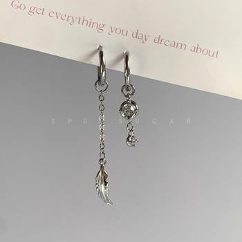 Ασύμμετρα κρεμαστά σκουλαρίκια φτερού με διπλές οπές στα αυτιά, πολύχρωμες υδάτινες σταγόνες, μακριά κομψά σκουλαρίκια για γυναίκες