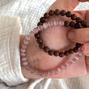 Γυναικείο πολυεπίπεδο βραχιόλι με μοβ μάτια γάτας και σανδαλόξυλο με χρυσή κλωστή, vintage κινεζικό στυλ.