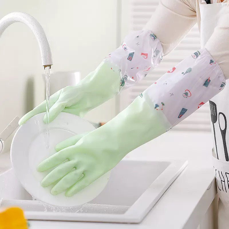 Οικιακά γάντια για φθινοπωρινό και χειμερινό διάστημα, για πλύσιμο πιάτων και καθάρισμα κουζίνας, αδιάβροχα και ανθεκτικά, με βελούδινη επένδυση, παχύτερα, με επιμηκυμένο μήκος