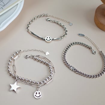 Γυναικείο βραχιόλι με χαμόγελο, κορεατικό στυλ, ρετρό κομψό σχέδιο αλυσίδας με χαρακτήρες κινουμένων σχεδίων
