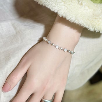 Χάλκινο βραχιόλι με λουλούδι για γυναίκες, κορεατικού στυλ, εκλεπτυσμένος μινιμαλιστικός σχεδιασμός