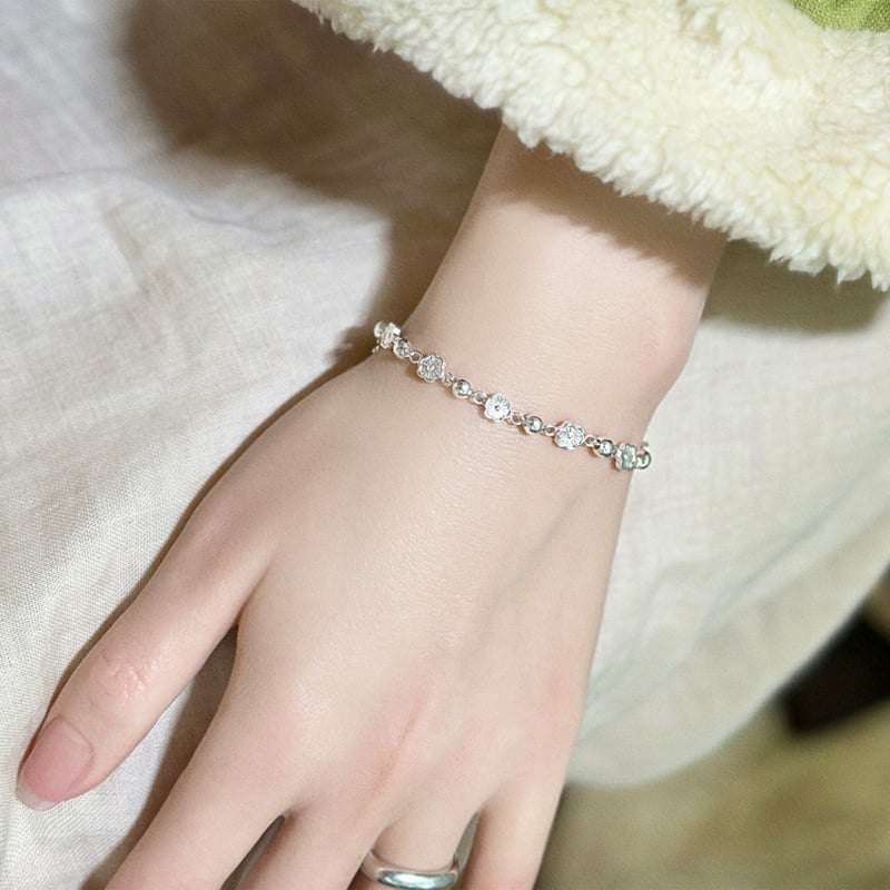 Χάλκινο βραχιόλι με λουλούδι για γυναίκες, κορεατικού στυλ, εκλεπτυσμένος μινιμαλιστικός σχεδιασμός