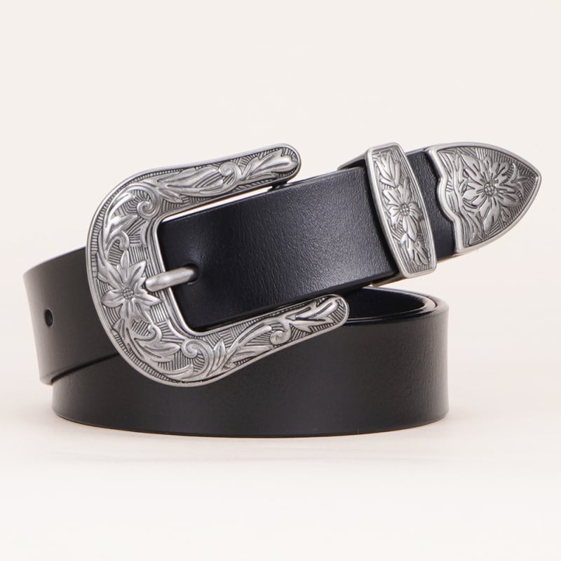 Женски кожен колан с пиново закопчаване — естествена телешка кожа, двуслоен, ретро стил, универсален за дънки и ежедневни панталони