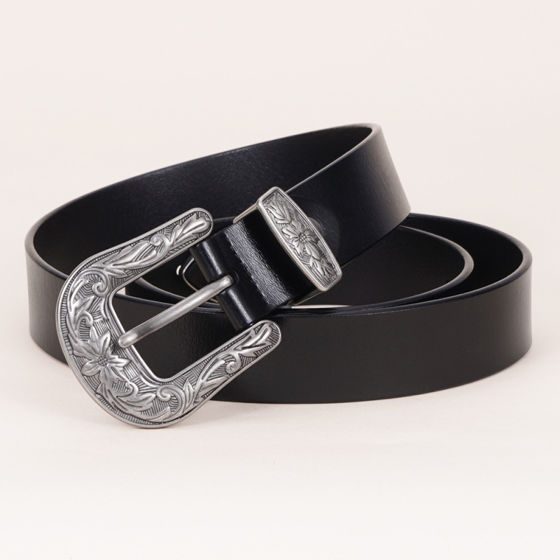 Женски кожен колан с пиново закопчаване — естествена телешка кожа, двуслоен, ретро стил, универсален за дънки и ежедневни панталони