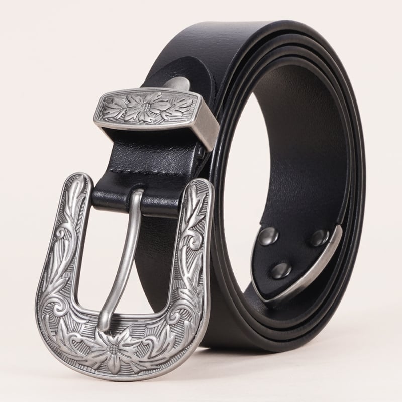 Женски кожен колан с пиново закопчаване — естествена телешка кожа, двуслоен, ретро стил, универсален за дънки и ежедневни панталони