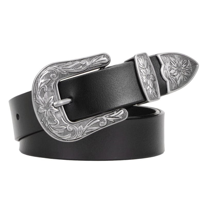 Женски кожен колан с пиново закопчаване — естествена телешка кожа, двуслоен, ретро стил, универсален за дънки и ежедневни панталони