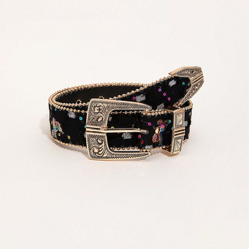 PU дамски колан с ретро мотив роза, широк над 4 см, стилен декоративен пояс за дънки