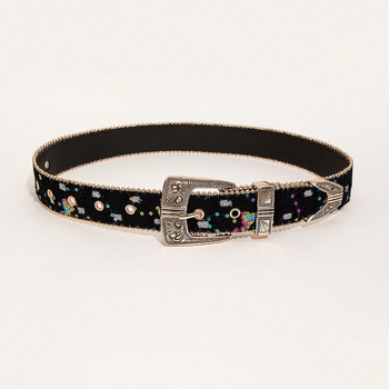 PU дамски колан с ретро мотив роза, широк над 4 см, стилен декоративен пояс за дънки