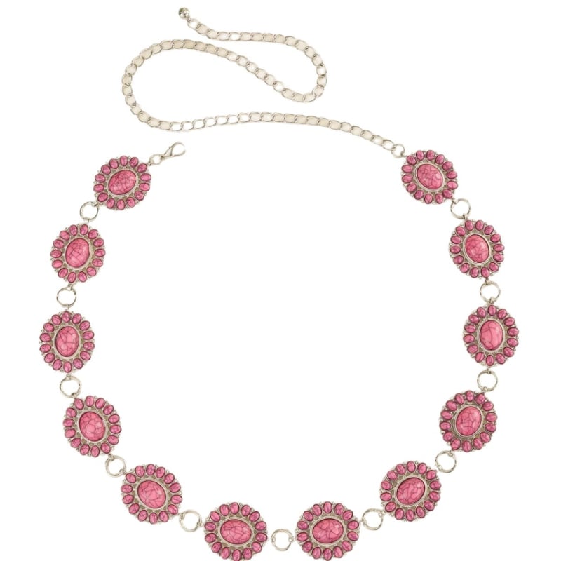 Дамска талийна верига с тюркоазена резба и бохемски стил