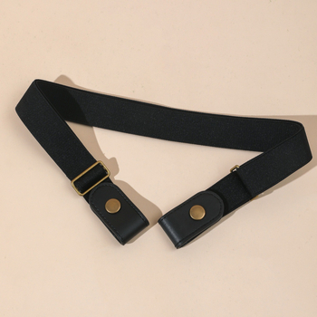 Женски невидим еластичен колан без дупки, регулируем PU колан със закопчаване