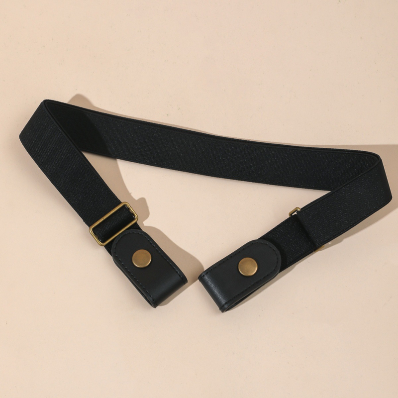 Женски невидим еластичен колан без дупки, регулируем PU колан със закопчаване