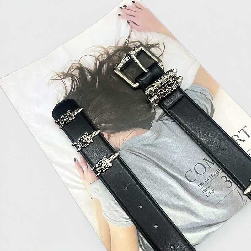 Unisex pojas s motivom loze i srce vrane, punk-gotički pojas sa šiljcima