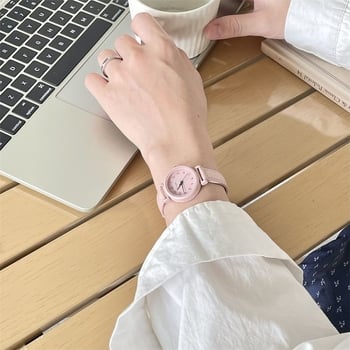 Нов дамски часовник с малък циферблат, бордо кварцов часовник, винтидж бутиков дизайн