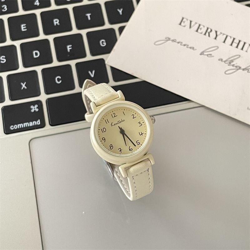 Нов дамски часовник с малък циферблат, бордо кварцов часовник, винтидж бутиков дизайн