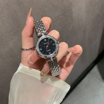 2025 нов дамски часовник със звездно небе, кварцов механизъм, стоманена гривна, корпус от сплав, акрилно стъкло