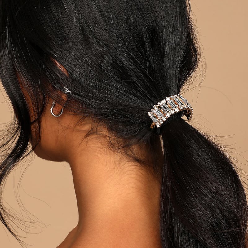 Korejskog stila šnira za kosu sa kristalima, za rep ili punđu, minimalistički elegantan dodatak za kosu