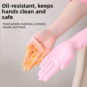Nitrilové kuchynské rukavice na umývanie riadu, dlhý manžet, potravinová trieda, vodotesné a olejovzdorné