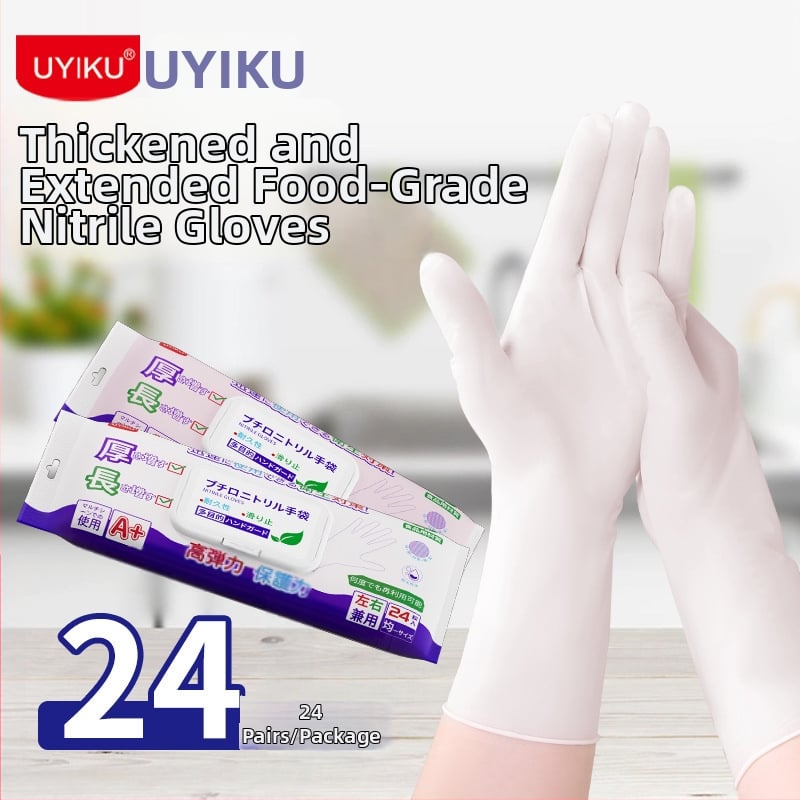 Nitrilové kuchynské rukavice na umývanie riadu, dlhý manžet, potravinová trieda, vodotesné a olejovzdorné