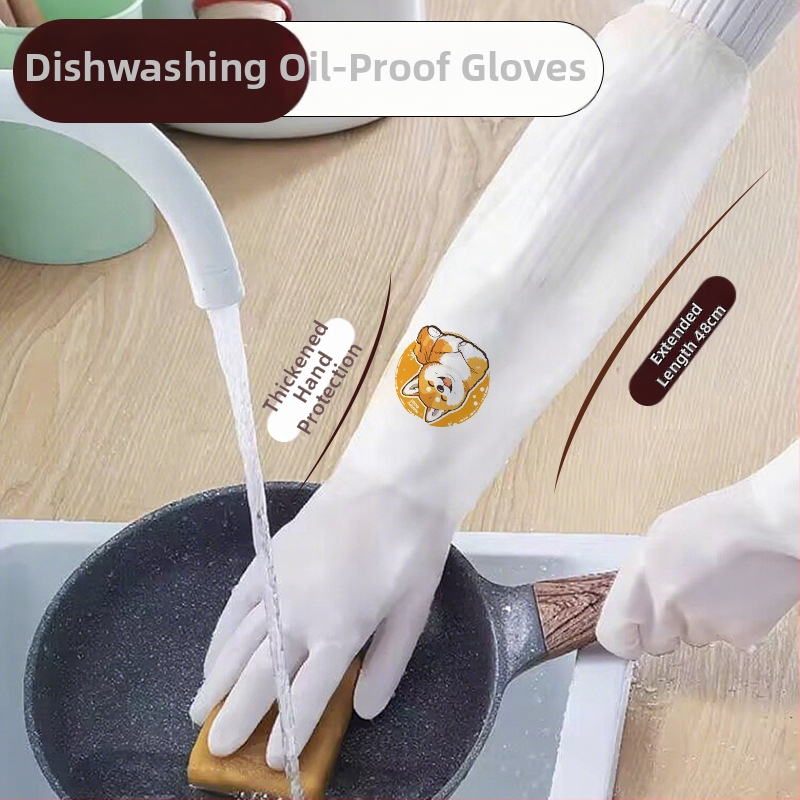 Hrubé rukavice na umývanie riadu s fleecovou podšívkou, vodeodolné a olejovo odolné, odolné v kuchyni