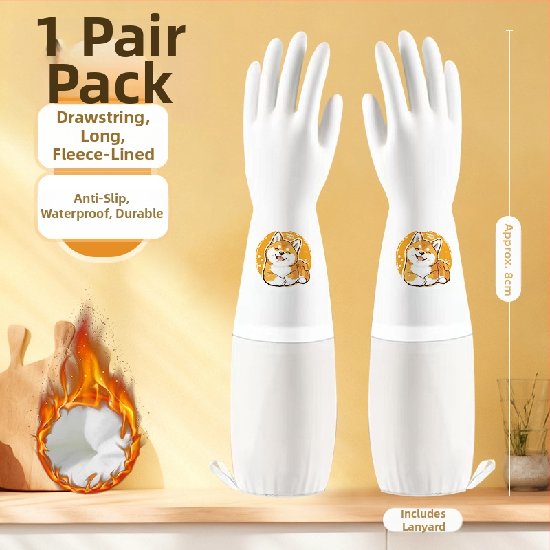 Hrubé rukavice na umývanie riadu s fleecovou podšívkou, vodeodolné a olejovo odolné, odolné v kuchyni