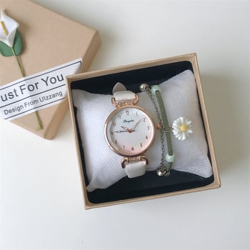 Часовник за момичета с градиентни цветове и тънка каишка, Инс стил, компактен размер за ученици средно училище и гимназия, показва само часа.