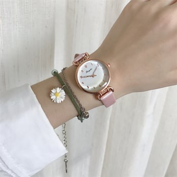 Часовник за момичета с градиентни цветове и тънка каишка, Инс стил, компактен размер за ученици средно училище и гимназия, показва само часа.