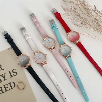 Часовник за момичета с градиентни цветове и тънка каишка, Инс стил, компактен размер за ученици средно училище и гимназия, показва само часа.