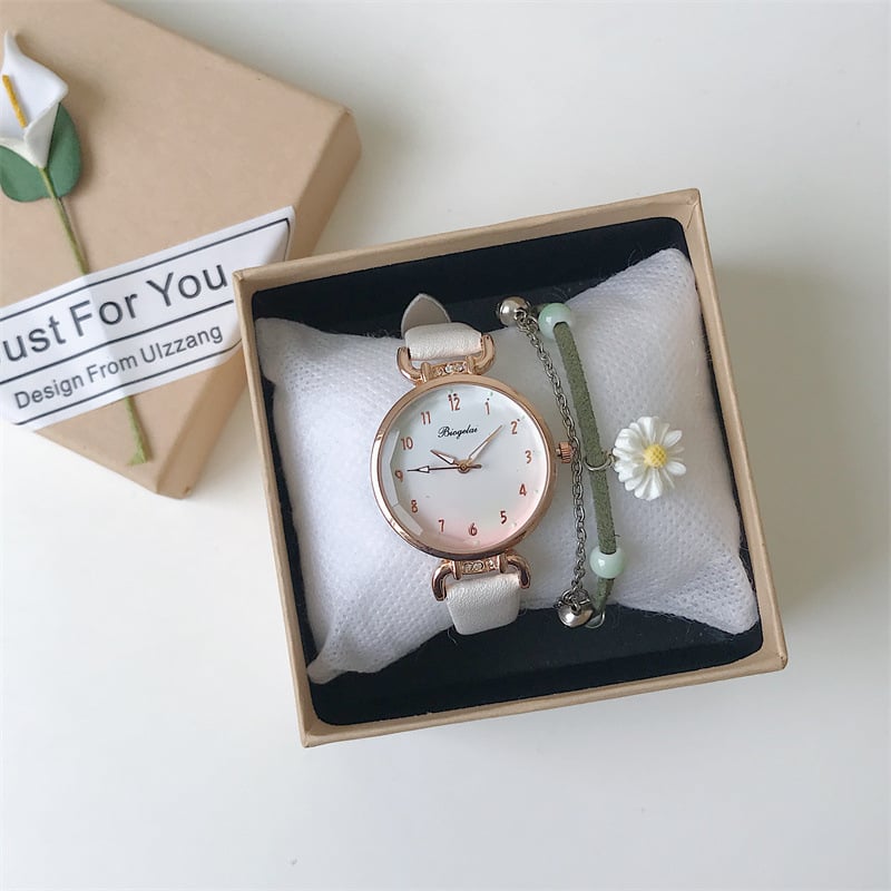 Часовник за момичета с градиентни цветове и тънка каишка, Инс стил, компактен размер за ученици средно училище и гимназия, показва само часа.