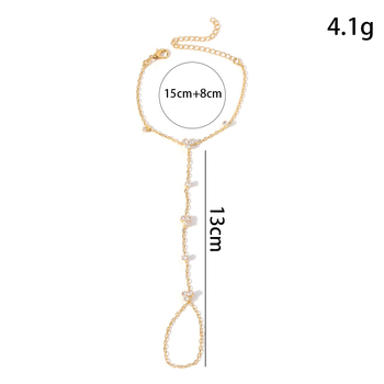 Αλυσίδα δαχτύλου με στρας και ζιρκόν, σε σχήμα λουλουδιού