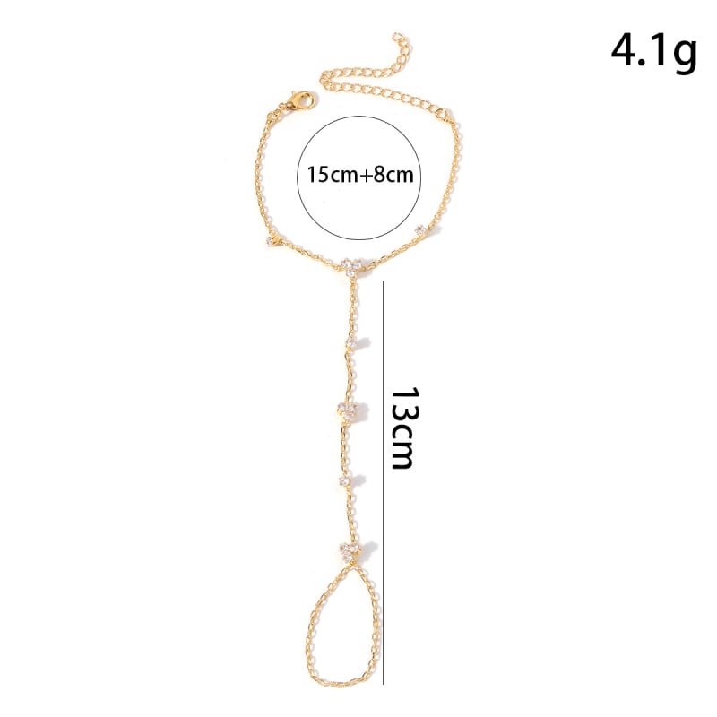 Αλυσίδα δαχτύλου με στρας και ζιρκόν, σε σχήμα λουλουδιού