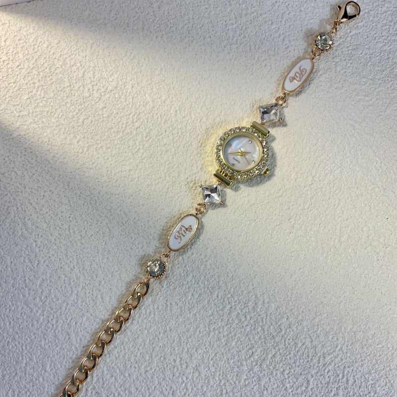 Мечтан балет: многоелементна бяла пеперудена огърлица с часовник, френски стил лукс, закопчаване лобстер, буквено диамантено акцент