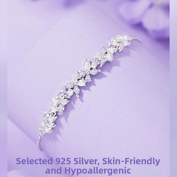 S925 ezüst női karkötő wisteria virággal és mosollyal, finom minimalistista, édes barátság ékszer, születésnapra