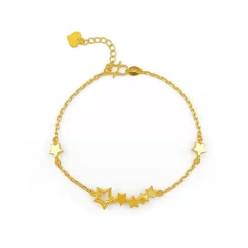 Γυναικείο λεπτό βραχιόλι με αστεράκι, αμμου-χρυσαφής απόχρωση