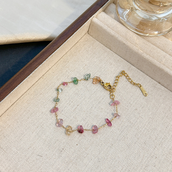 Γυναικείο βραχιόλι Ντοπαμίνη για καλοκαίρι, πολύχρωμοι κρύσταλλοι, διακριτικός σχεδιασμός, κομψό στρώσιμο για τον καρπό