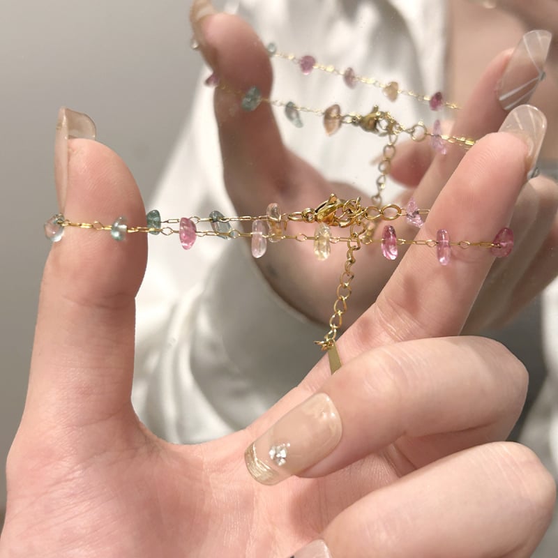 Γυναικείο βραχιόλι Ντοπαμίνη για καλοκαίρι, πολύχρωμοι κρύσταλλοι, διακριτικός σχεδιασμός, κομψό στρώσιμο για τον καρπό