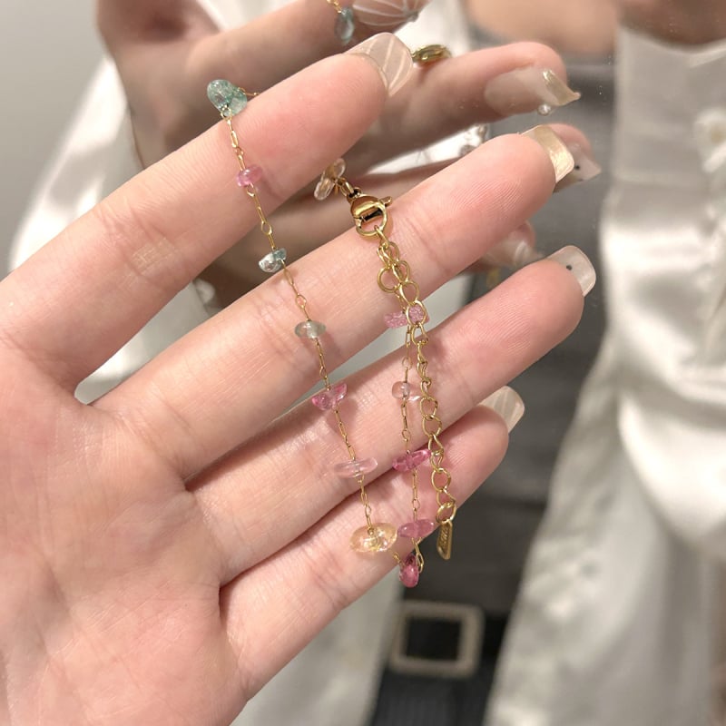 Γυναικείο βραχιόλι Ντοπαμίνη για καλοκαίρι, πολύχρωμοι κρύσταλλοι, διακριτικός σχεδιασμός, κομψό στρώσιμο για τον καρπό