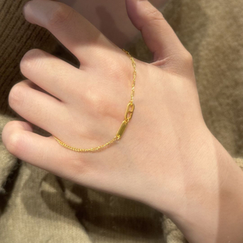 Χρυσό βραχιόλι με διπλό δαχτυλίδι για γυναίκες, κομψός σχεδιασμός, AB αλυσίδα