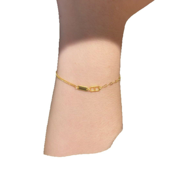 Χρυσό βραχιόλι με διπλό δαχτυλίδι για γυναίκες, κομψός σχεδιασμός, AB αλυσίδα