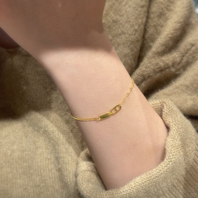 Χρυσό βραχιόλι με διπλό δαχτυλίδι για γυναίκες, κομψός σχεδιασμός, AB αλυσίδα