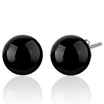 Naušnice Korejskog stila od srebra S925 s crnim oniksom – minimalističke i elegantne, unisex, crni okrugli kamen