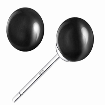 Naušnice Korejskog stila od srebra S925 s crnim oniksom – minimalističke i elegantne, unisex, crni okrugli kamen