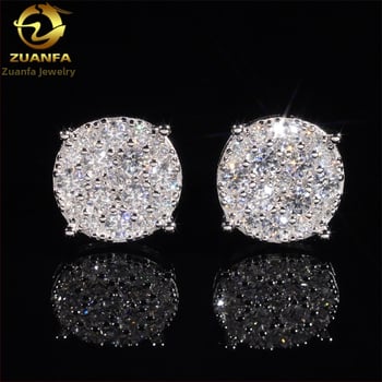 925 ezüstből készült kerek moissanite fülbevalók, uniszex, klasszikus európai–amerikai stílus
