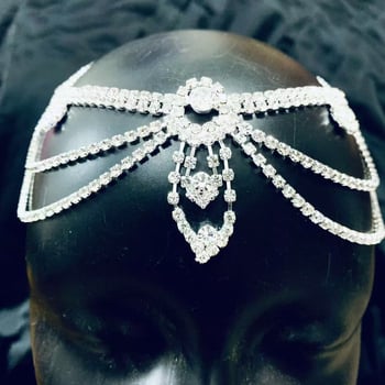 Višeslojna čelenka s resicama i kristalima, za vjenčanje, etno-retro stil, podesiva