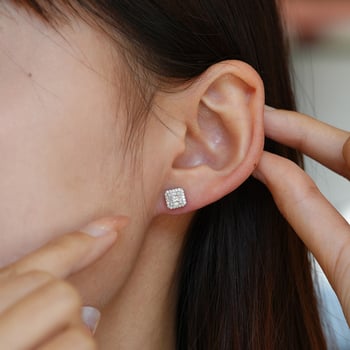 Σκουλαρίκια Moissanite από S925 ασήμι, γεωμετρικά σχήματα: τετράγωνο, ρόμβος και κύβος, unisex στυλ Ευρώπη-Αμερική.