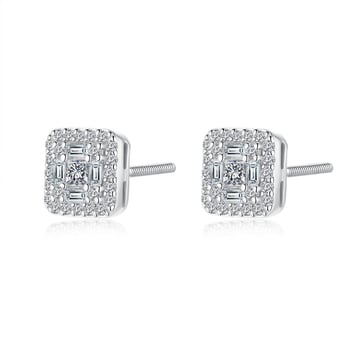 Σκουλαρίκια Moissanite από S925 ασήμι, γεωμετρικά σχήματα: τετράγωνο, ρόμβος και κύβος, unisex στυλ Ευρώπη-Αμερική.